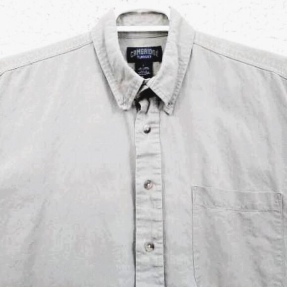 💕 3/$25 💕Vtg Cambridge Classics Men's Button Up Shirt Cream White Linen Blend - Picture 1 of 4